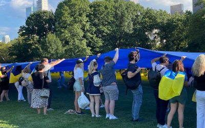 Unfurling of the Ukrainian Flag in Central Park, NYC